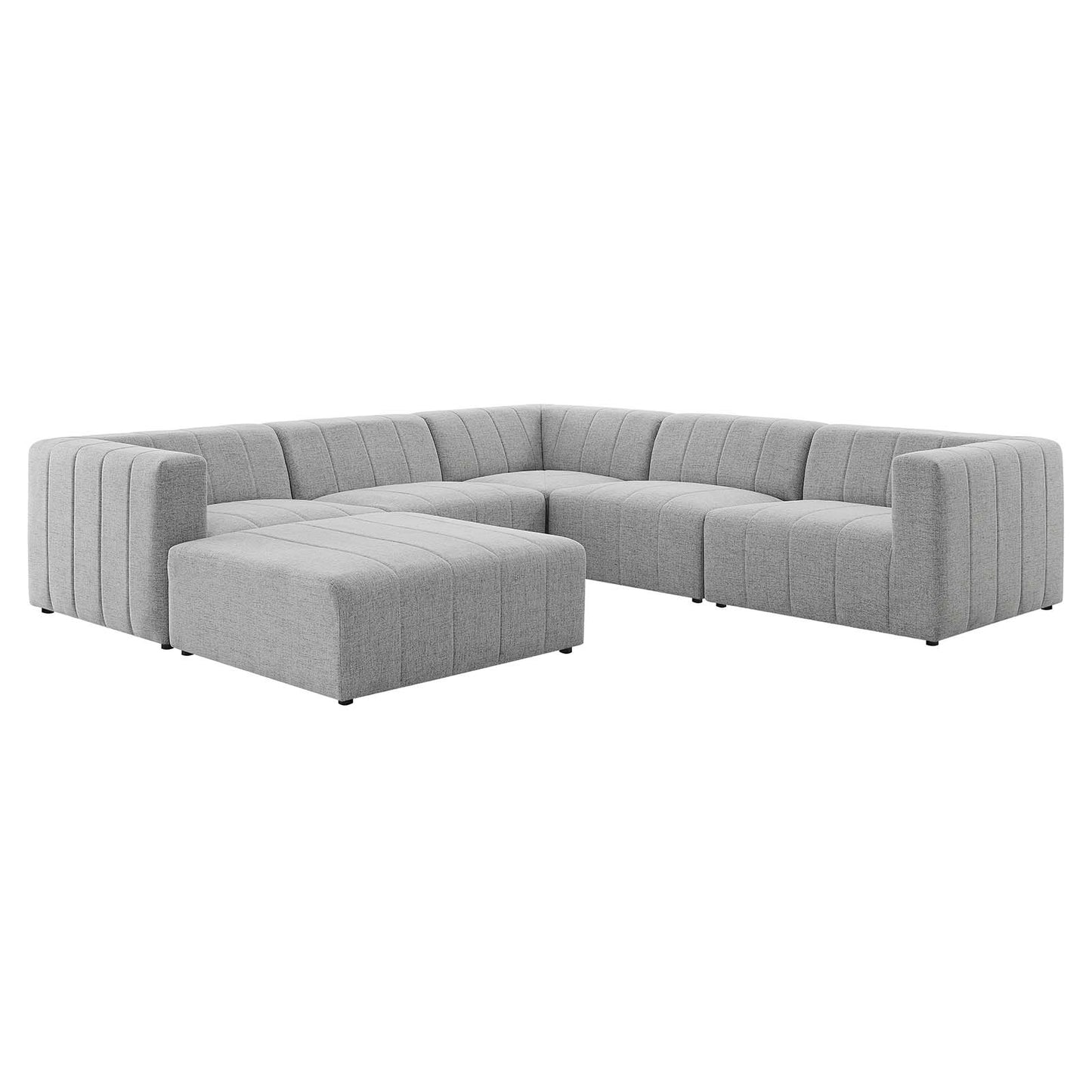 Bartlett Upholstered Fabric 6-Piece Sectional Sofa, Fabric, Light Grey Gray, 20239