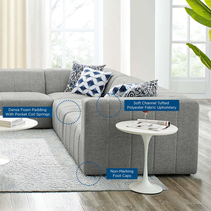 Bartlett Upholstered Fabric 8-Piece Sectional Sofa, Fabric, Light Grey Gray, 20243