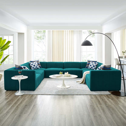 Bartlett Upholstered Fabric 8-Piece Sectional Sofa, Fabric, Teal Blue, 20244