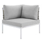 Harmony Sunbrella® Basket Weave Outdoor Patio Aluminum Corner Chair, Aluminum, Metal, Steel, Grey Gray, 20246