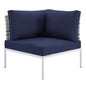 Harmony Sunbrella® Basket Weave Outdoor Patio Aluminum Corner Chair, Aluminum, Metal, Steel, Blue Navy, 20247