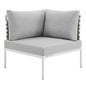 Harmony Sunbrella® Basket Weave Outdoor Patio Aluminum Corner Chair, Aluminum, Metal, Steel, Grey Gray, 20248