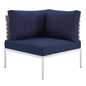 Harmony Sunbrella® Basket Weave Outdoor Patio Aluminum Corner Chair, Aluminum, Metal, Steel, Blue Navy, 20249