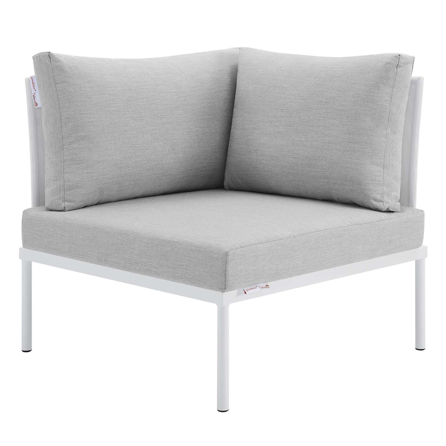 Harmony Sunbrella® Outdoor Patio All Mesh Corner Chair, Aluminum, Metal, Steel, White Grey Gray, 20250