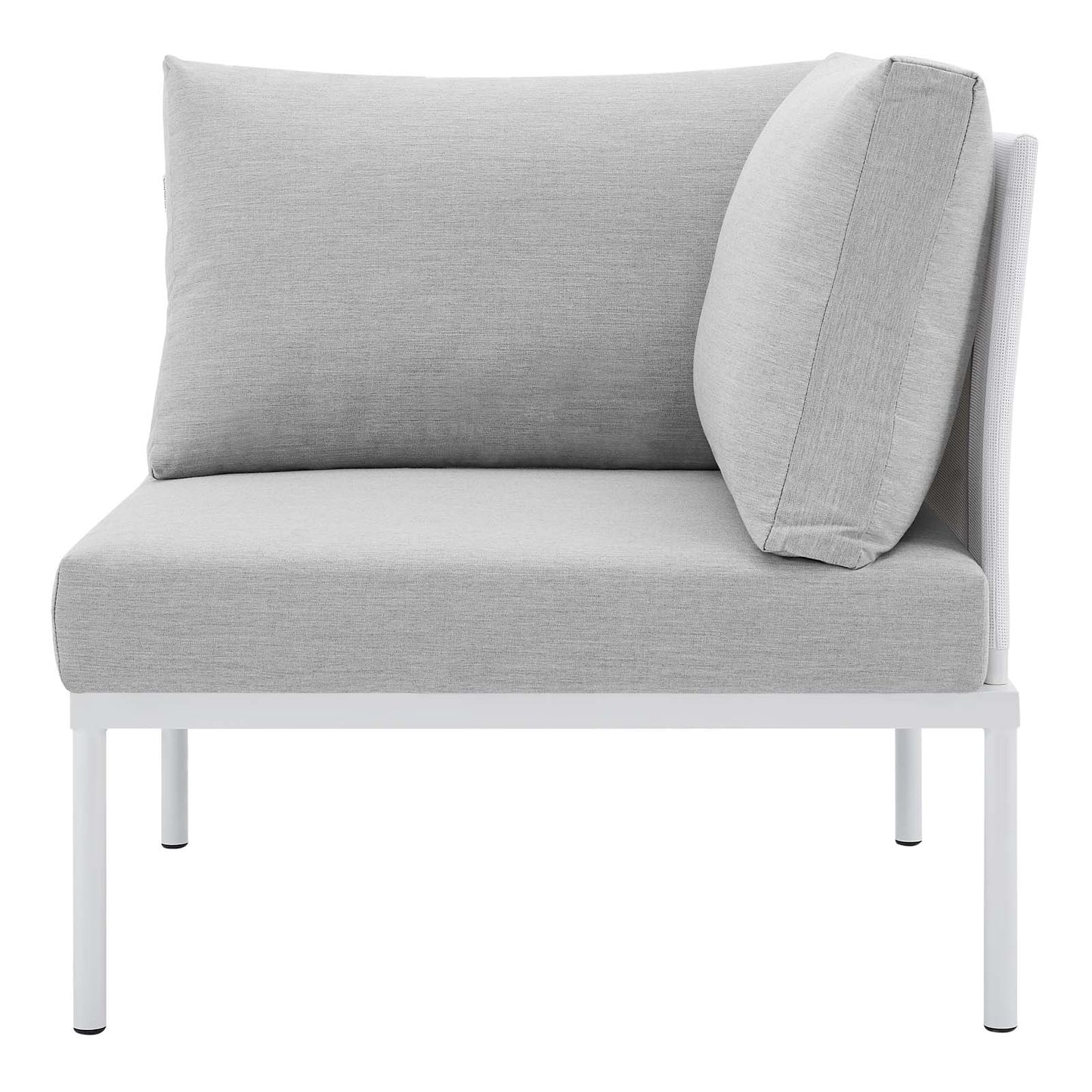 Harmony Sunbrella® Outdoor Patio All Mesh Corner Chair, Aluminum, Metal, Steel, White Grey Gray, 20250