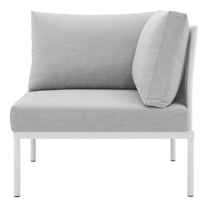 Harmony Sunbrella® Outdoor Patio All Mesh Corner Chair, Aluminum, Metal, Steel, White Grey Gray, 20250