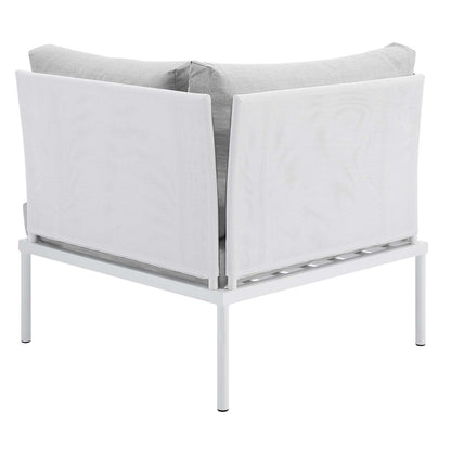 Harmony Sunbrella® Outdoor Patio All Mesh Corner Chair, Aluminum, Metal, Steel, White Grey Gray, 20250