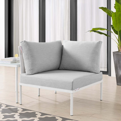 Harmony Sunbrella® Outdoor Patio All Mesh Corner Chair, Aluminum, Metal, Steel, White Grey Gray, 20250