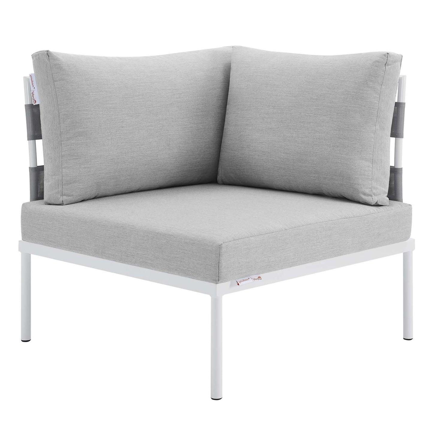Harmony Sunbrella® Outdoor Patio Aluminum Corner Chair, Aluminum, Metal, Steel, Grey Gray, 20252