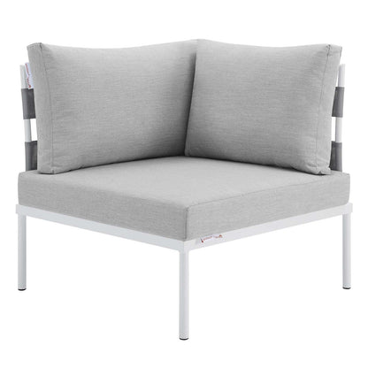 Harmony Sunbrella® Outdoor Patio Aluminum Corner Chair, Aluminum, Metal, Steel, Grey Gray, 20252