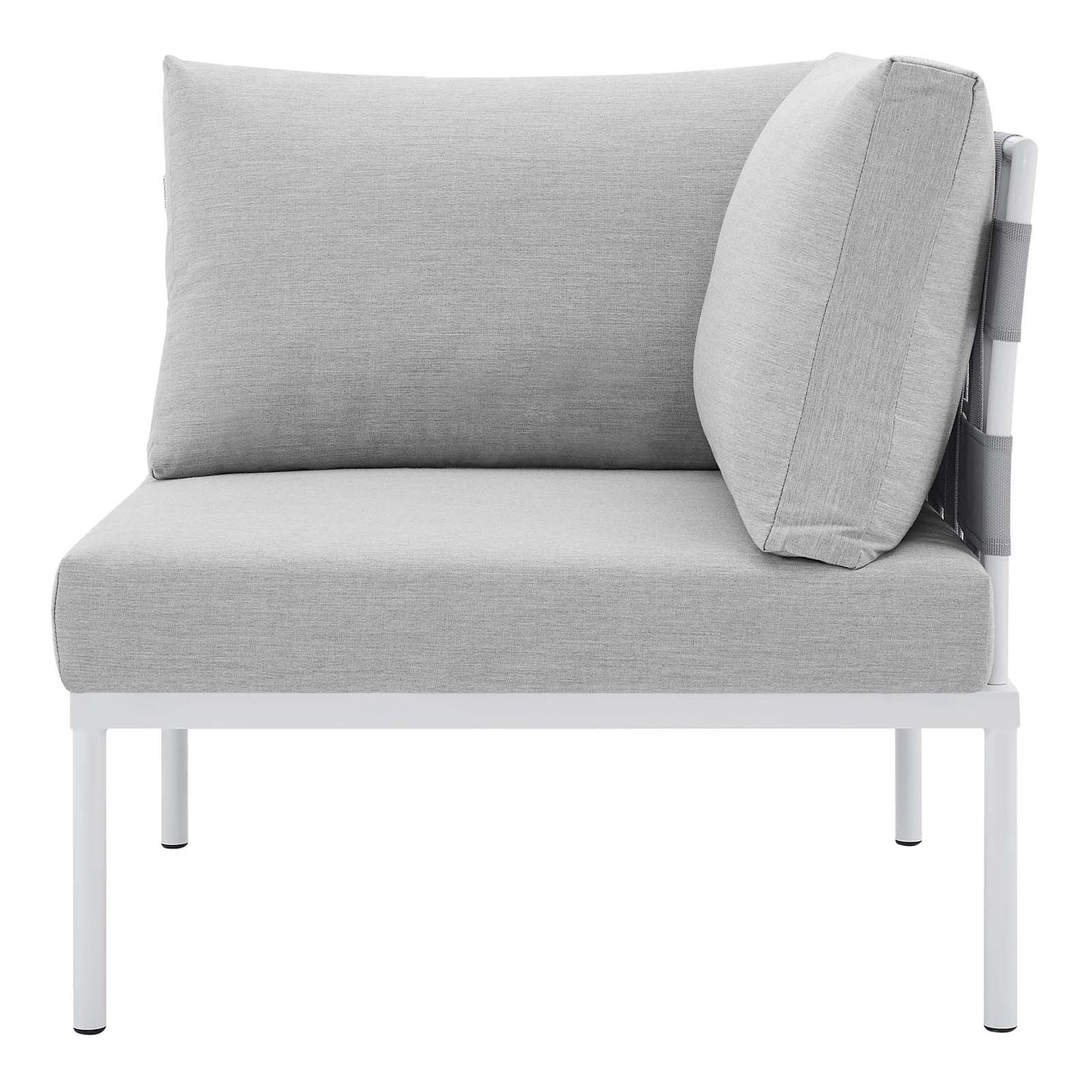 Harmony Sunbrella® Outdoor Patio Aluminum Corner Chair, Aluminum, Metal, Steel, Grey Gray, 20252