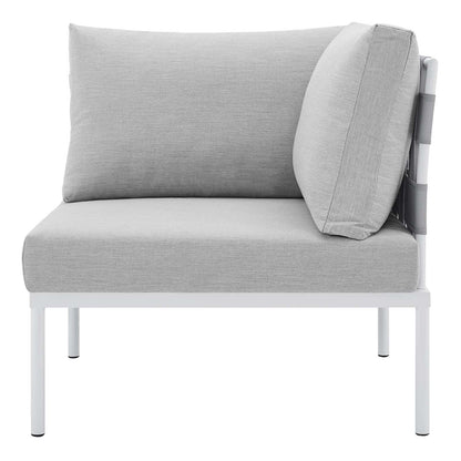 Harmony Sunbrella® Outdoor Patio Aluminum Corner Chair, Aluminum, Metal, Steel, Grey Gray, 20252