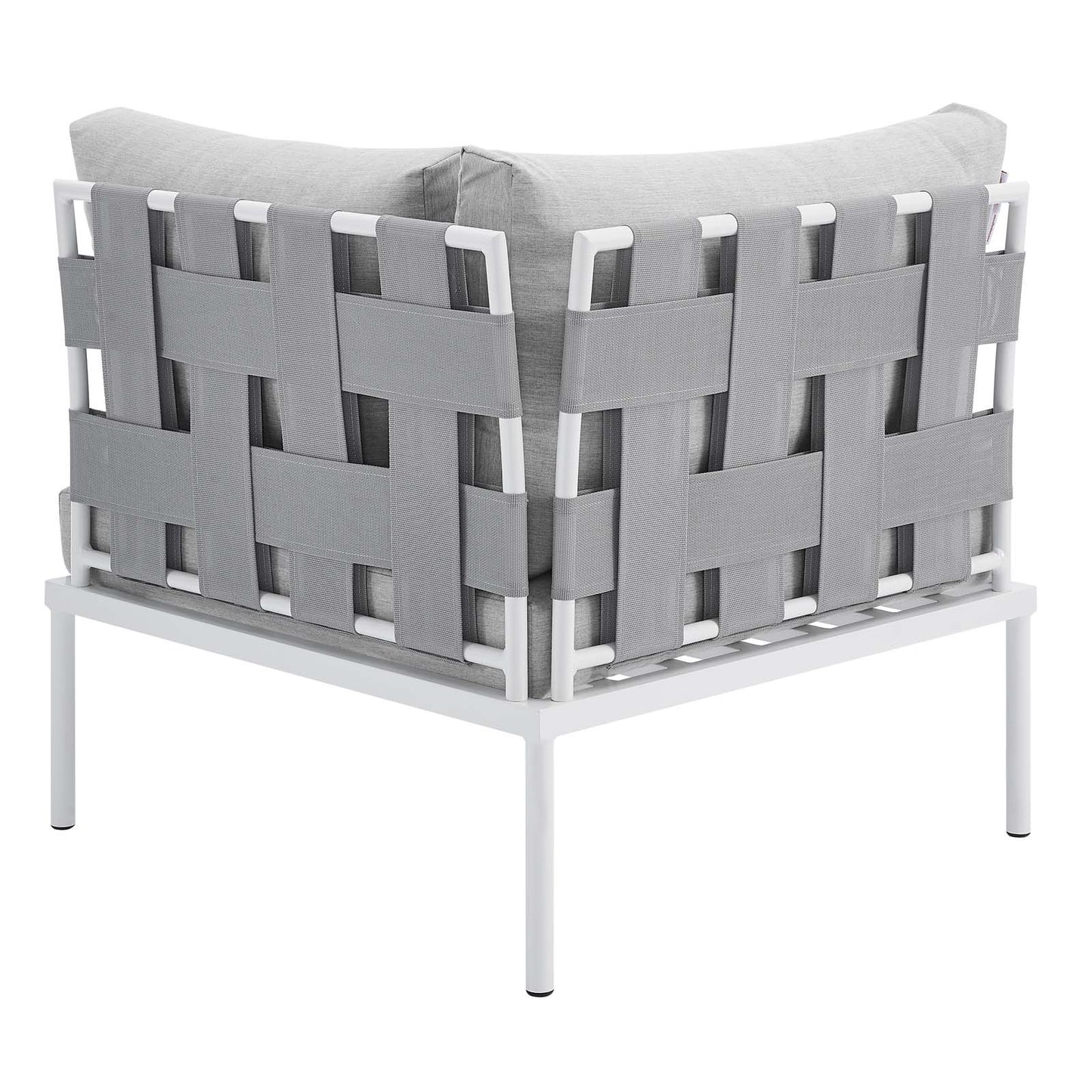 Harmony Sunbrella® Outdoor Patio Aluminum Corner Chair, Aluminum, Metal, Steel, Grey Gray, 20252