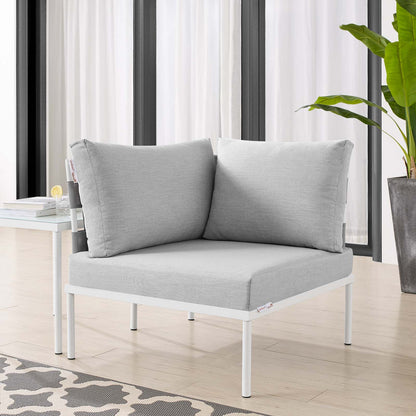 Harmony Sunbrella® Outdoor Patio Aluminum Corner Chair, Aluminum, Metal, Steel, Grey Gray, 20252