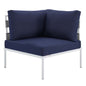 Harmony Sunbrella® Outdoor Patio Aluminum Corner Chair, Aluminum, Metal, Steel, Grey Gray Blue Navy, 20253