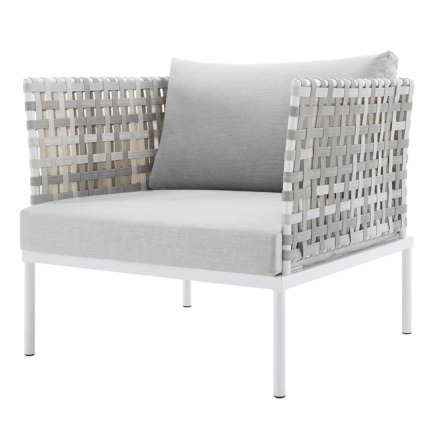Harmony Sunbrella® Basket Weave Outdoor Patio Aluminum Armchair, Aluminum, Metal, Steel, Grey Gray, 20254