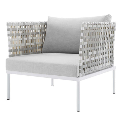 Harmony Sunbrella® Basket Weave Outdoor Patio Aluminum Armchair, Aluminum, Metal, Steel, Grey Gray, 20254