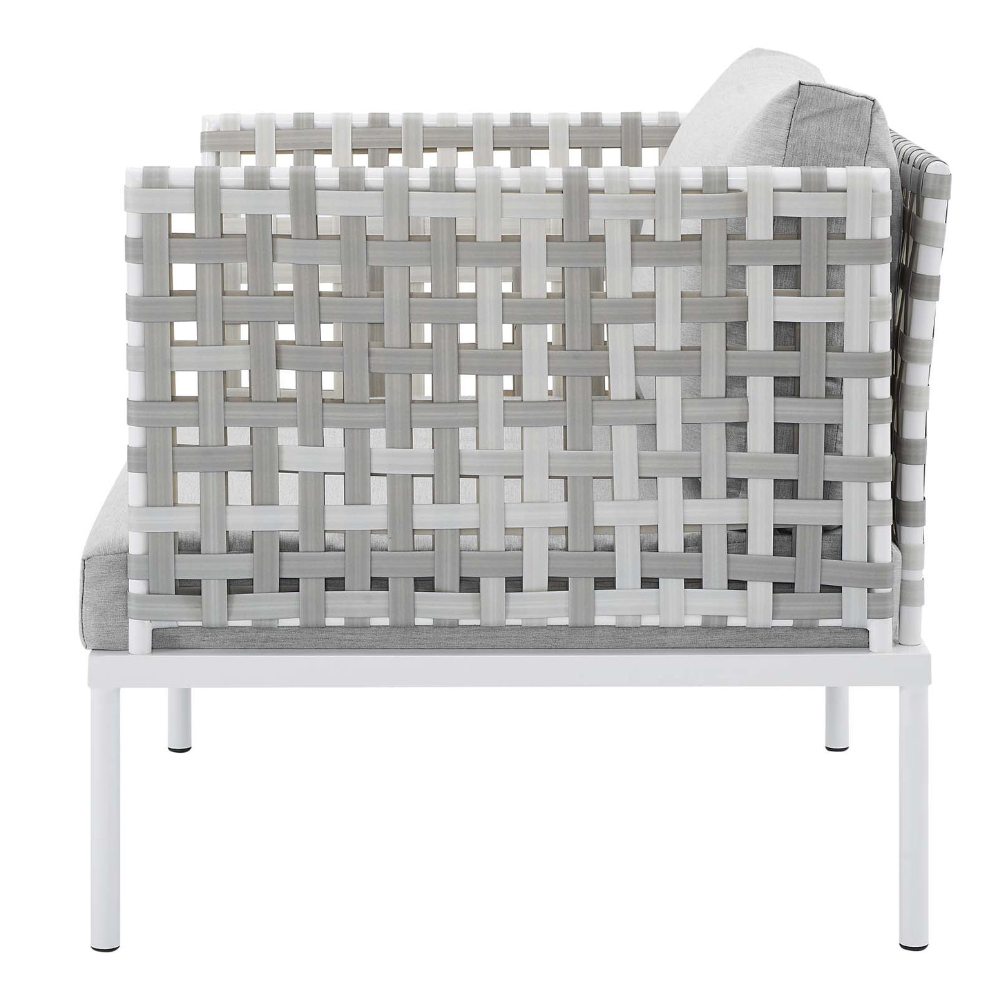 Harmony Sunbrella® Basket Weave Outdoor Patio Aluminum Armchair, Aluminum, Metal, Steel, Grey Gray, 20254