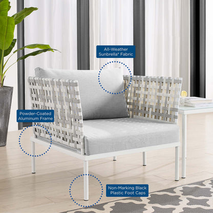Harmony Sunbrella® Basket Weave Outdoor Patio Aluminum Armchair, Aluminum, Metal, Steel, Grey Gray, 20254