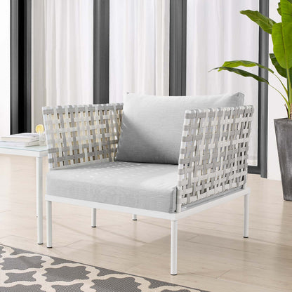 Harmony Sunbrella® Basket Weave Outdoor Patio Aluminum Armchair, Aluminum, Metal, Steel, Grey Gray, 20254