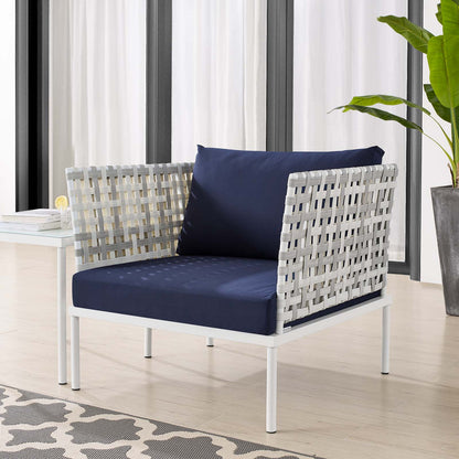 Harmony Sunbrella® Basket Weave Outdoor Patio Aluminum Armchair, Aluminum, Metal, Steel, Blue Navy, 20255