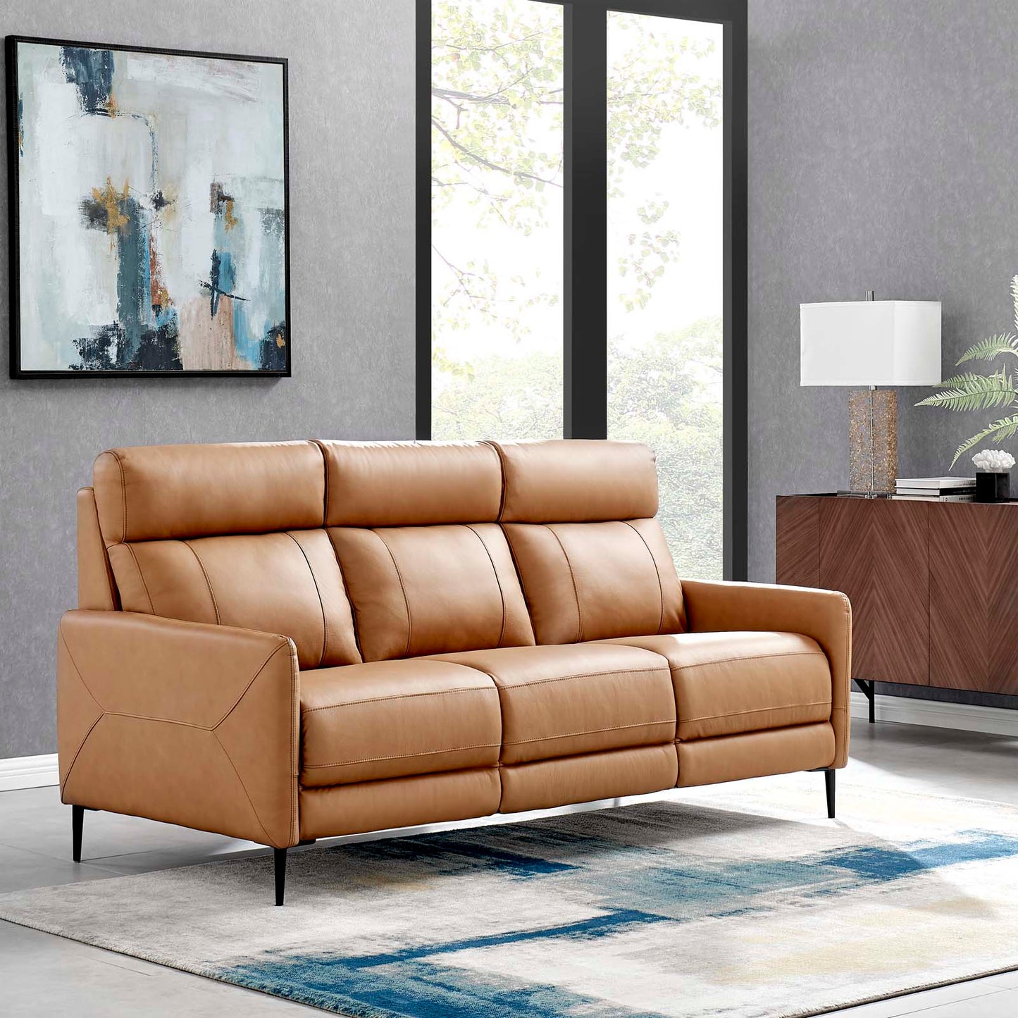 Huxley Leather Sofa, Leather, Tan, 23292