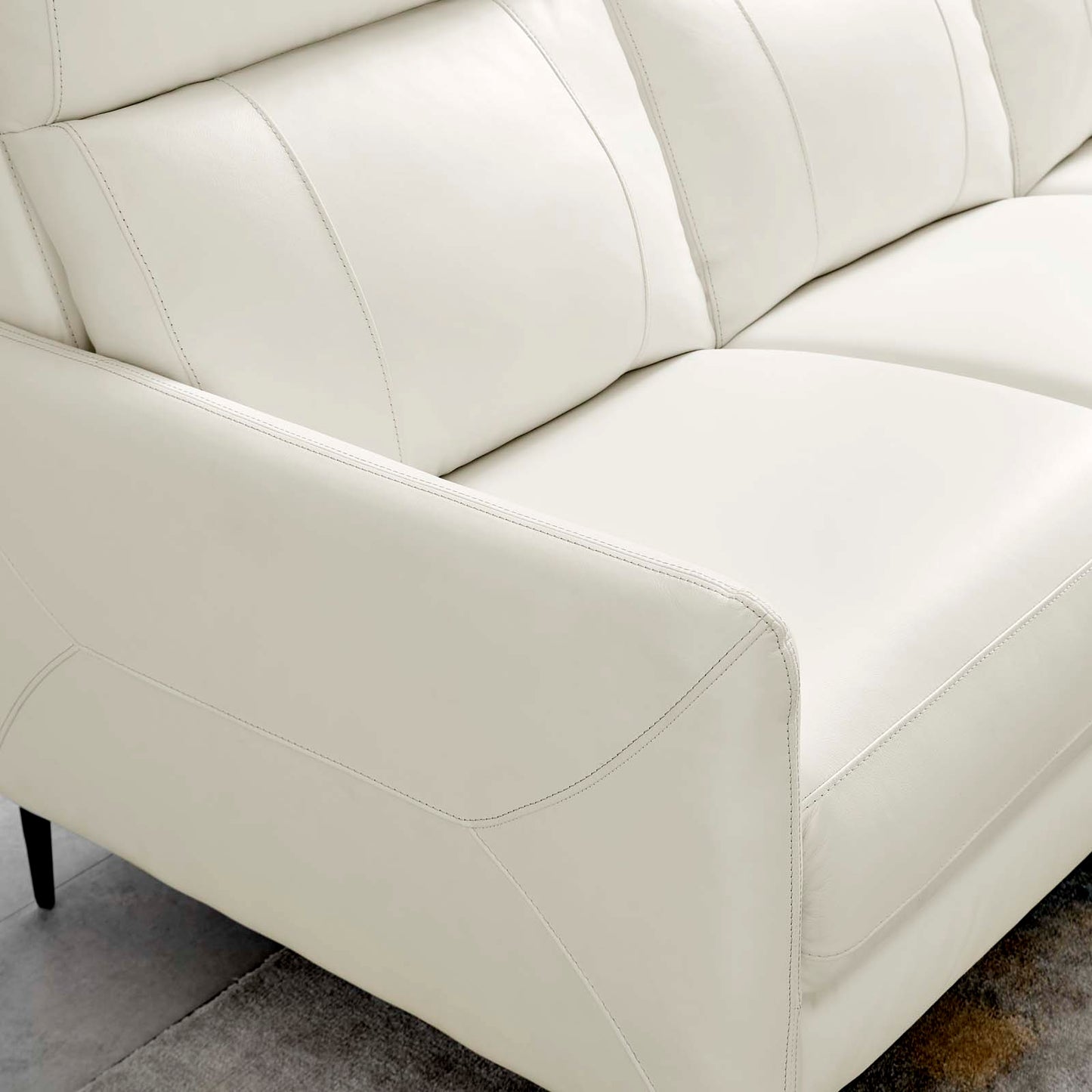 Huxley Leather Sofa, Leather, White, 23293