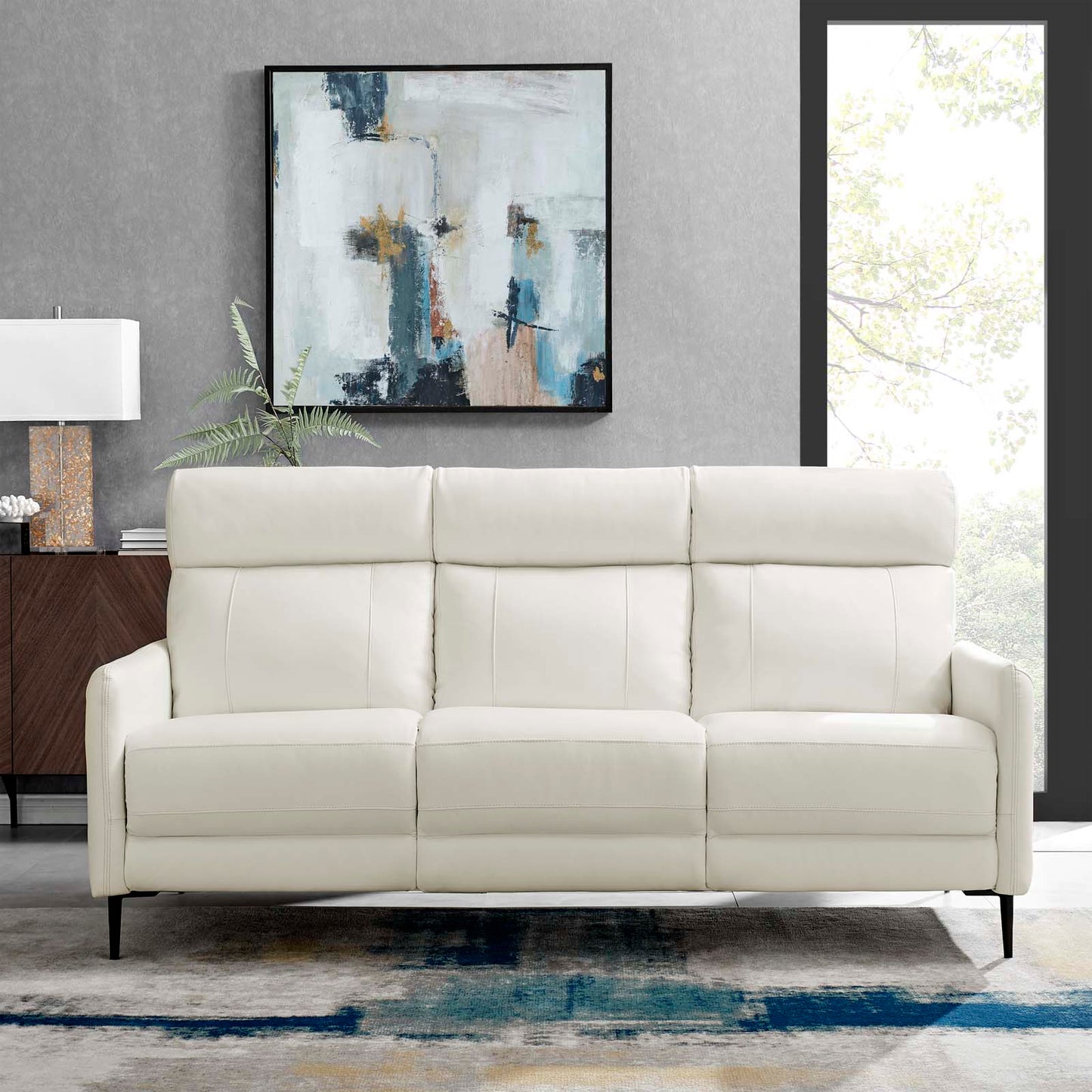 Huxley Leather Sofa, Leather, White, 23293