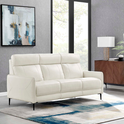 Huxley Leather Sofa, Leather, White, 23293