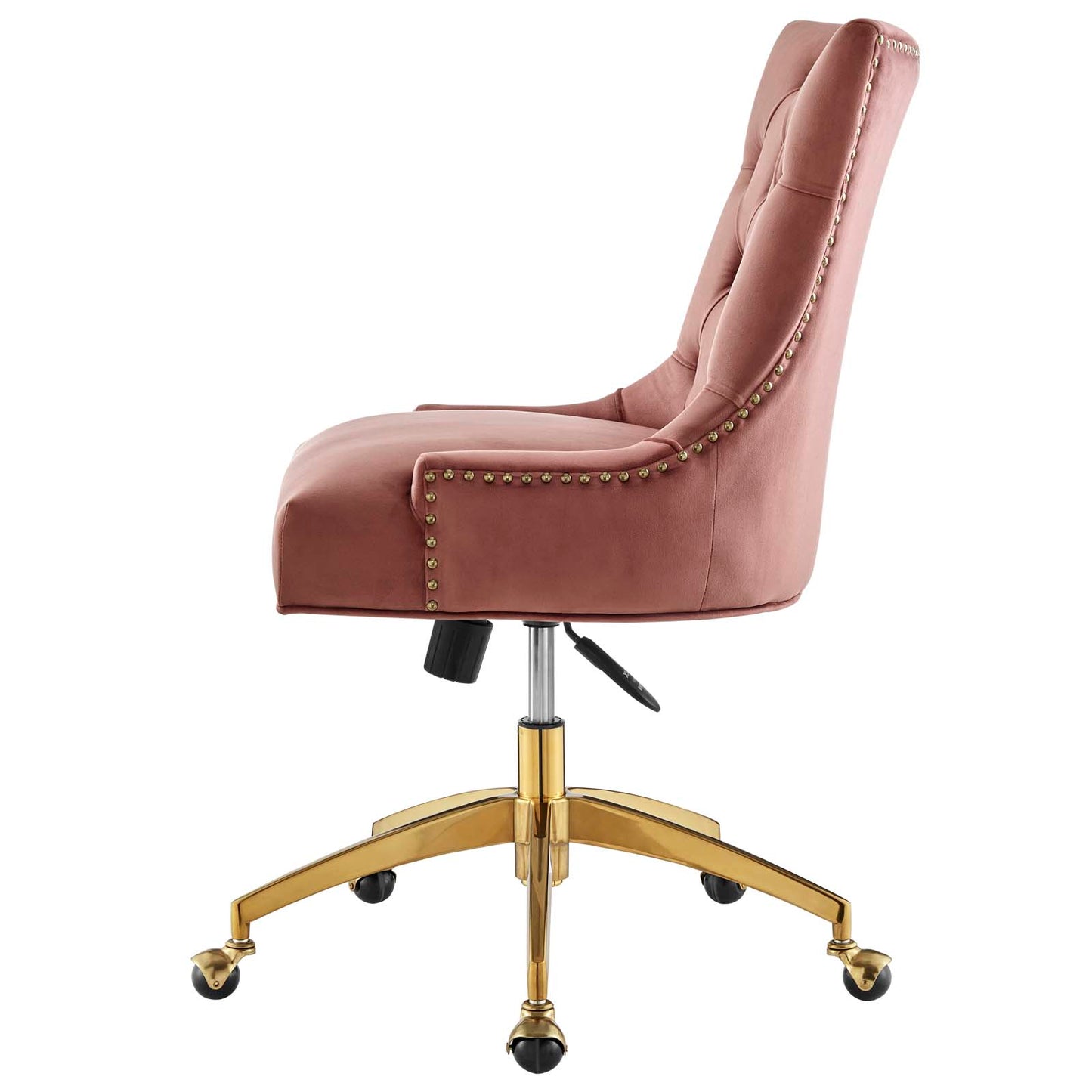 Regent Tufted Performance Velvet Office Chair, Velvet, Gold Pink, 20256