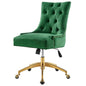 Regent Tufted Performance Velvet Office Chair, Velvet, Gold Green, 20257
