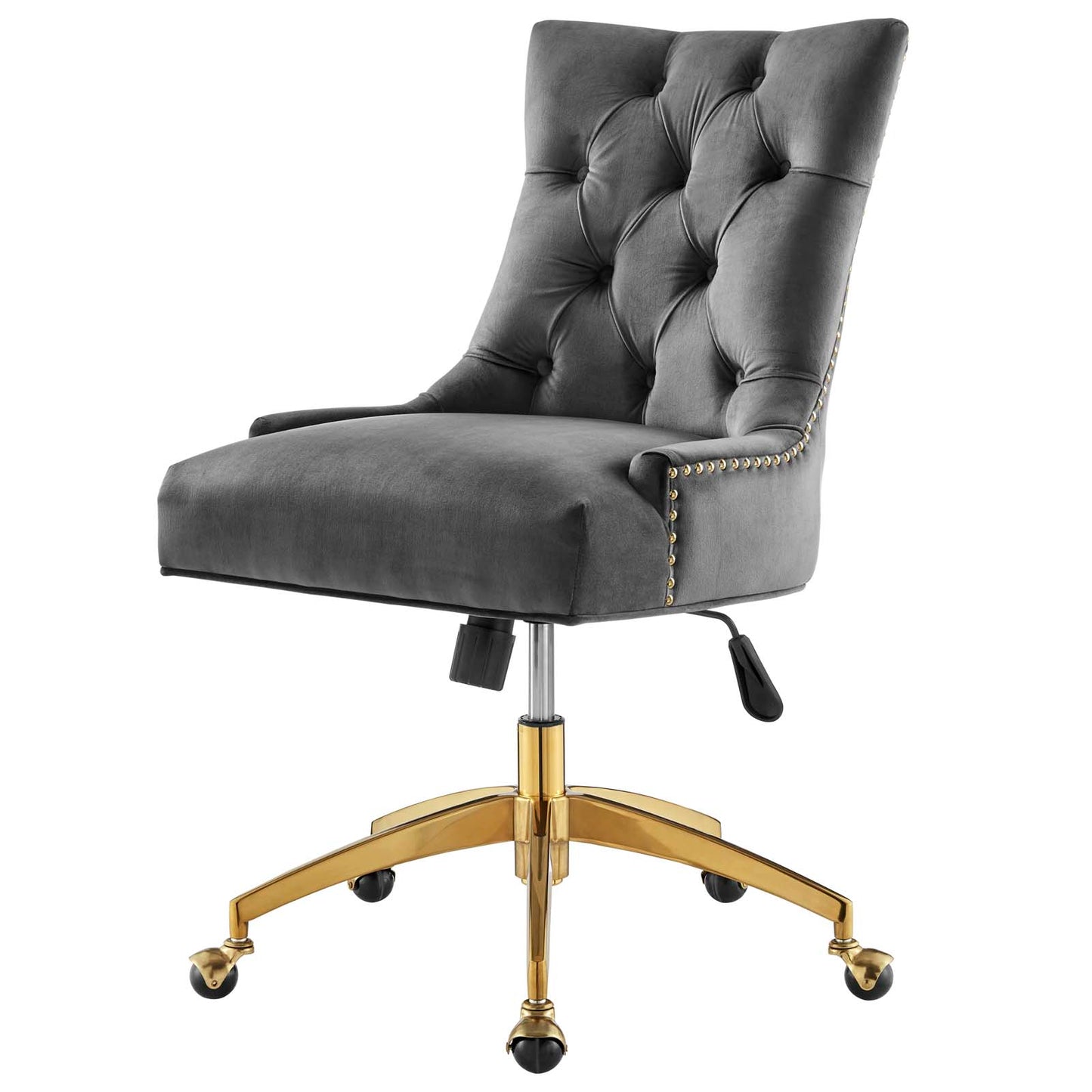 Regent Tufted Performance Velvet Office Chair, Velvet, Gold Grey Gray, 20258