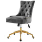 Regent Tufted Performance Velvet Office Chair, Velvet, Gold Grey Gray, 20258