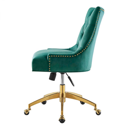 Regent Tufted Performance Velvet Office Chair, Velvet, Gold Teal Blue, 20260