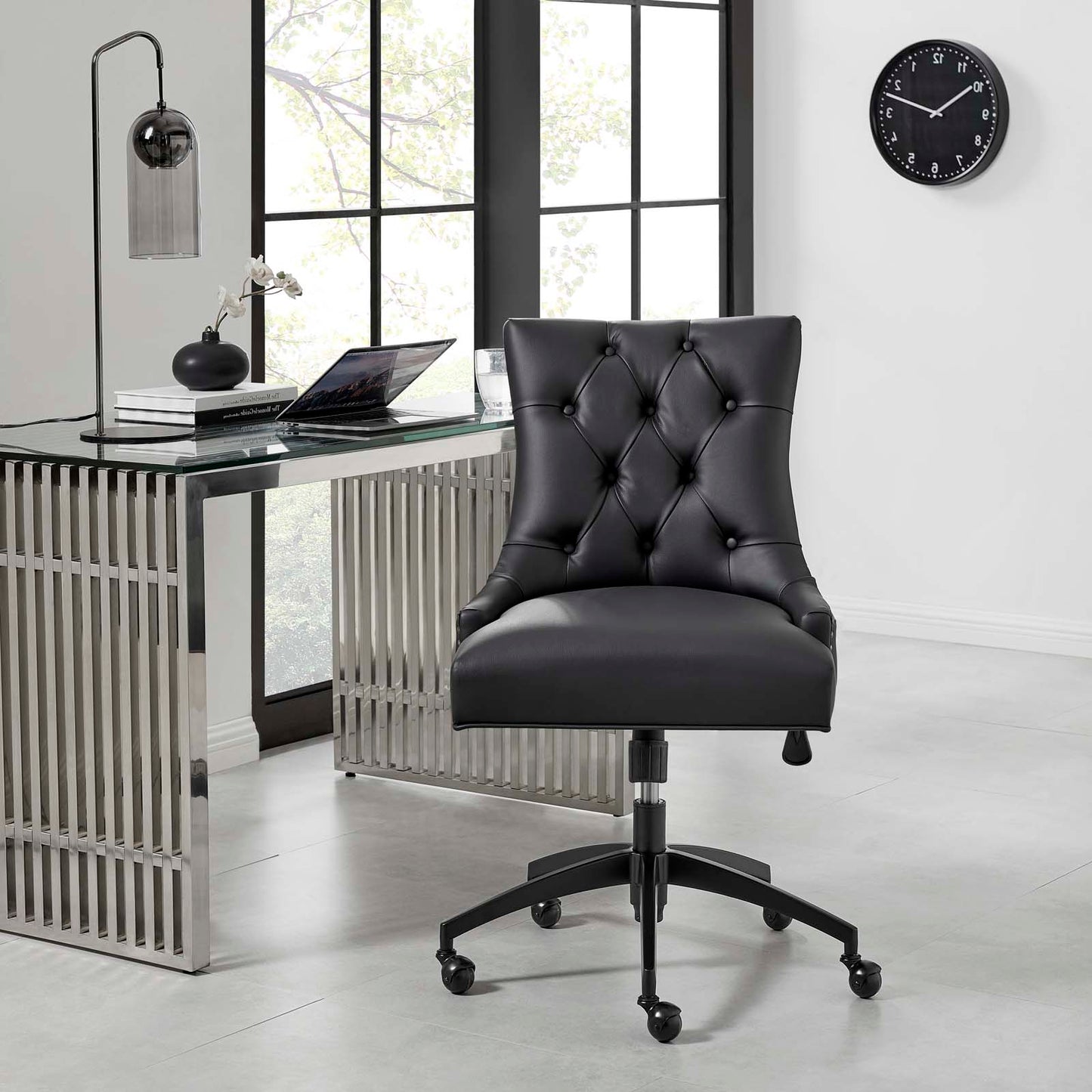 Regent Tufted Vegan Leather Office Chair, Faux Vegan Leather, Black, 20266