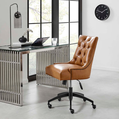 Regent Tufted Vegan Leather Office Chair, Faux Vegan Leather, Black Tan, 20268