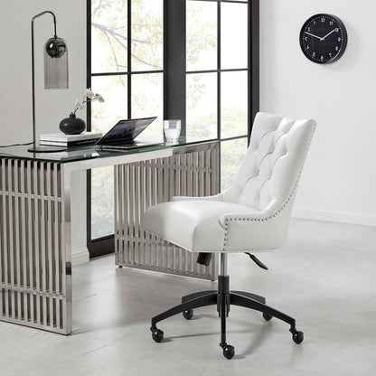 Regent Tufted Vegan Leather Office Chair, Faux Vegan Leather, Black White, 20269