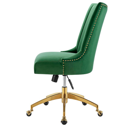 Empower Channel Tufted Performance Velvet Office Chair, Velvet, Gold Green, 20271