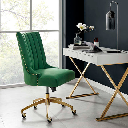 Empower Channel Tufted Performance Velvet Office Chair, Velvet, Gold Green, 20271