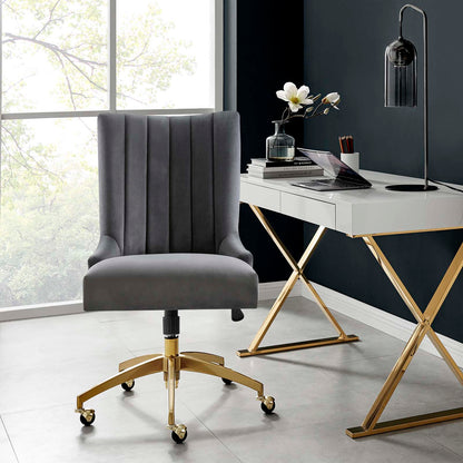 Empower Channel Tufted Performance Velvet Office Chair, Velvet, Gold Grey Gray, 20272