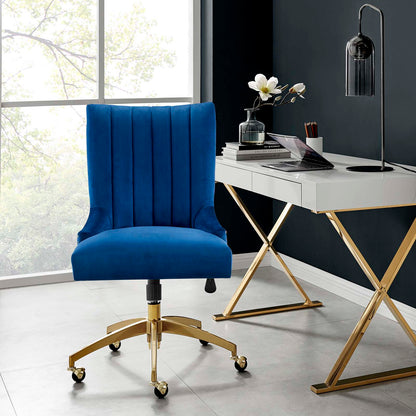 Empower Channel Tufted Performance Velvet Office Chair, Velvet, Gold Blue Navy, 20273