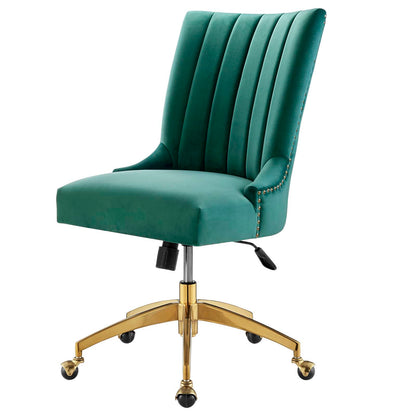 Empower Channel Tufted Performance Velvet Office Chair, Velvet, Gold Teal Blue, 20274