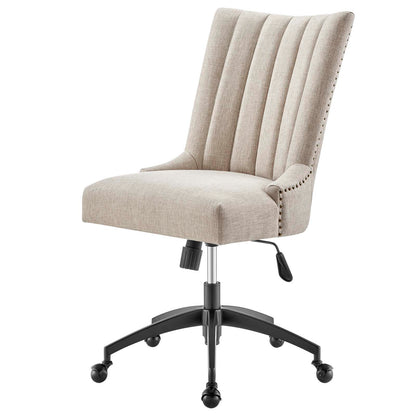 Empower Channel Tufted Fabric Office Chair, Fabric, Black Beige, 20276