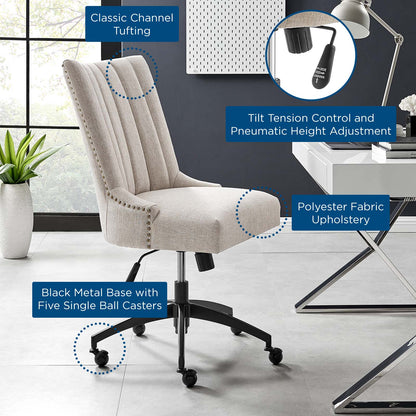Empower Channel Tufted Fabric Office Chair, Fabric, Black Beige, 20276