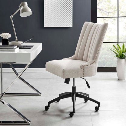 Empower Channel Tufted Fabric Office Chair, Fabric, Black Beige, 20276