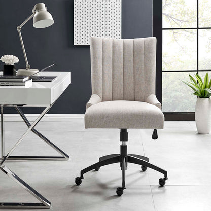 Empower Channel Tufted Fabric Office Chair, Fabric, Black Beige, 20276