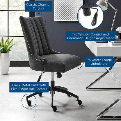 Empower Channel Tufted Fabric Office Chair, Fabric, Black Grey Gray, 20277