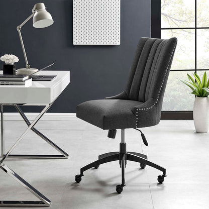 Empower Channel Tufted Fabric Office Chair, Fabric, Black Grey Gray, 20277