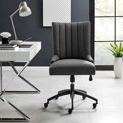Empower Channel Tufted Fabric Office Chair, Fabric, Black Grey Gray, 20277