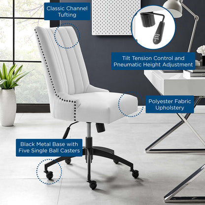 Empower Channel Tufted Fabric Office Chair, Fabric, Black White, 20279